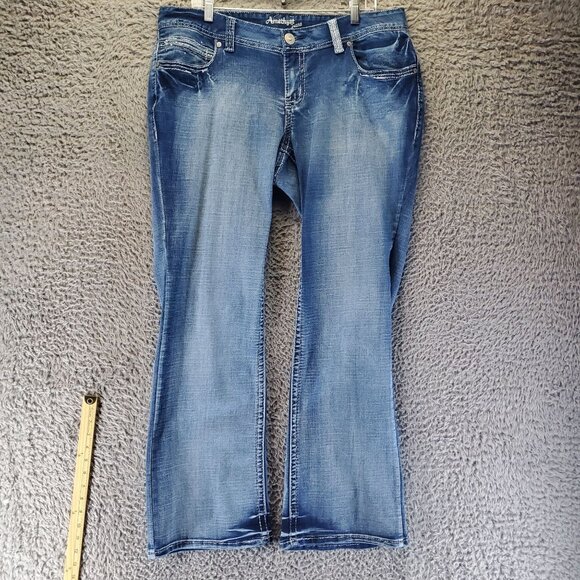 Amethyst Jeans Womens Size 16 Blue Bootcut Stretch Denim Embroidered - Picture 1 of 12